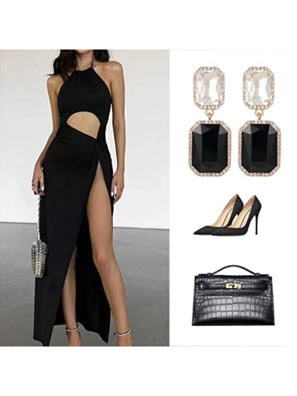 Vintage Rhinestone Crystal Drop Dangle Earrings Women Evening Prom Jewelry